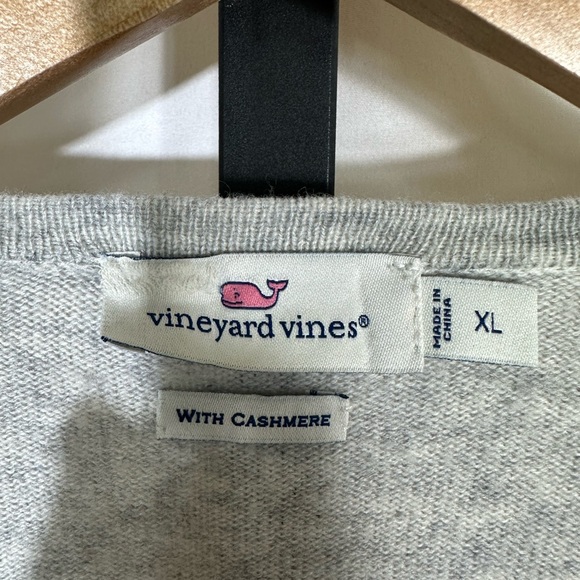 Vineyard Vines Heather Gray Open Front Fringe Cardigan Cashmere Blend Size XL - Picture 2 of 11